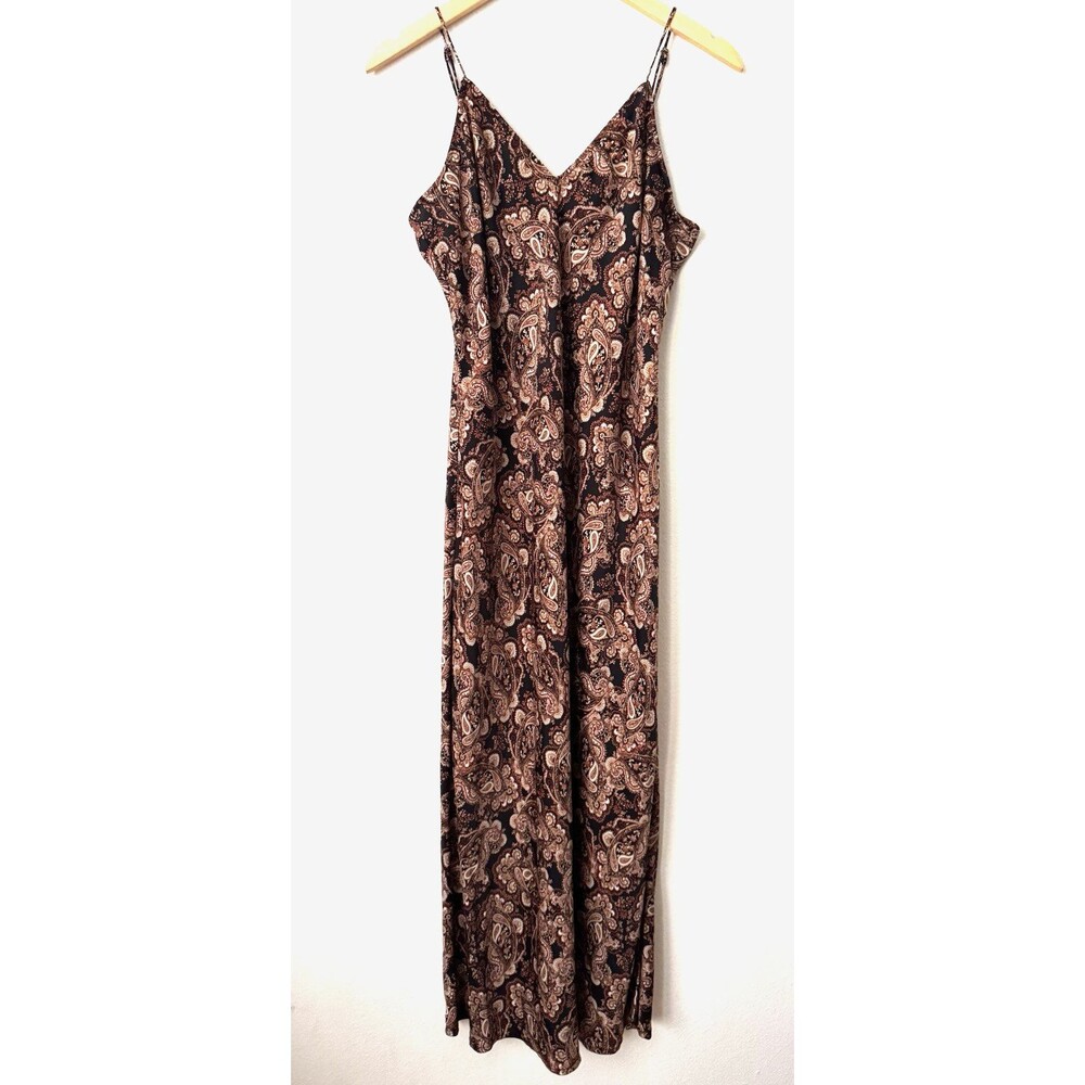 Nili Lotan Slip Cami Dress Paisley Boho Midi Women’s M Black Brown Cream Target